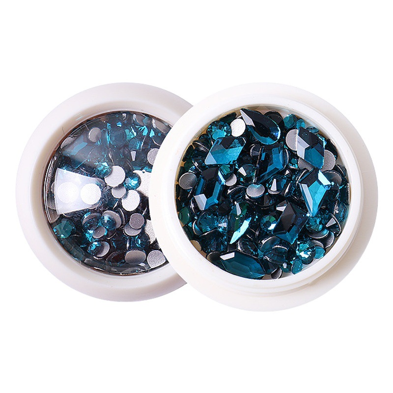 Taladro de uñas flash transfronterizo mezclado vidrio plano diamante en forma de diamante especial joyería de uñas bricolaje joyería de taladro de uñas al por mayor