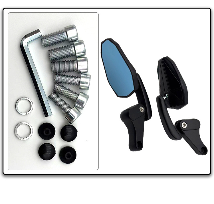 Customized Supagp Japanese-Style Horn Motorcycle Modified Rearview Mirror Motorcycle Blue Glass Horn Reflector