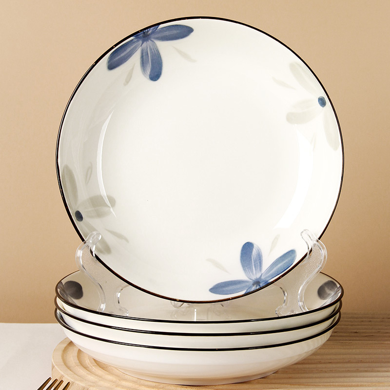 Household Ceramic Plates, Dish Plates, Blue Creative Fashion Trendy 2025 New Model, Thick Deep Plates, Microwaveable Household Ceramic Plates, Dish Plates, Blue Creative Fashion Trendy 2025 New Model, Thick Deep Plates, Microwaveable