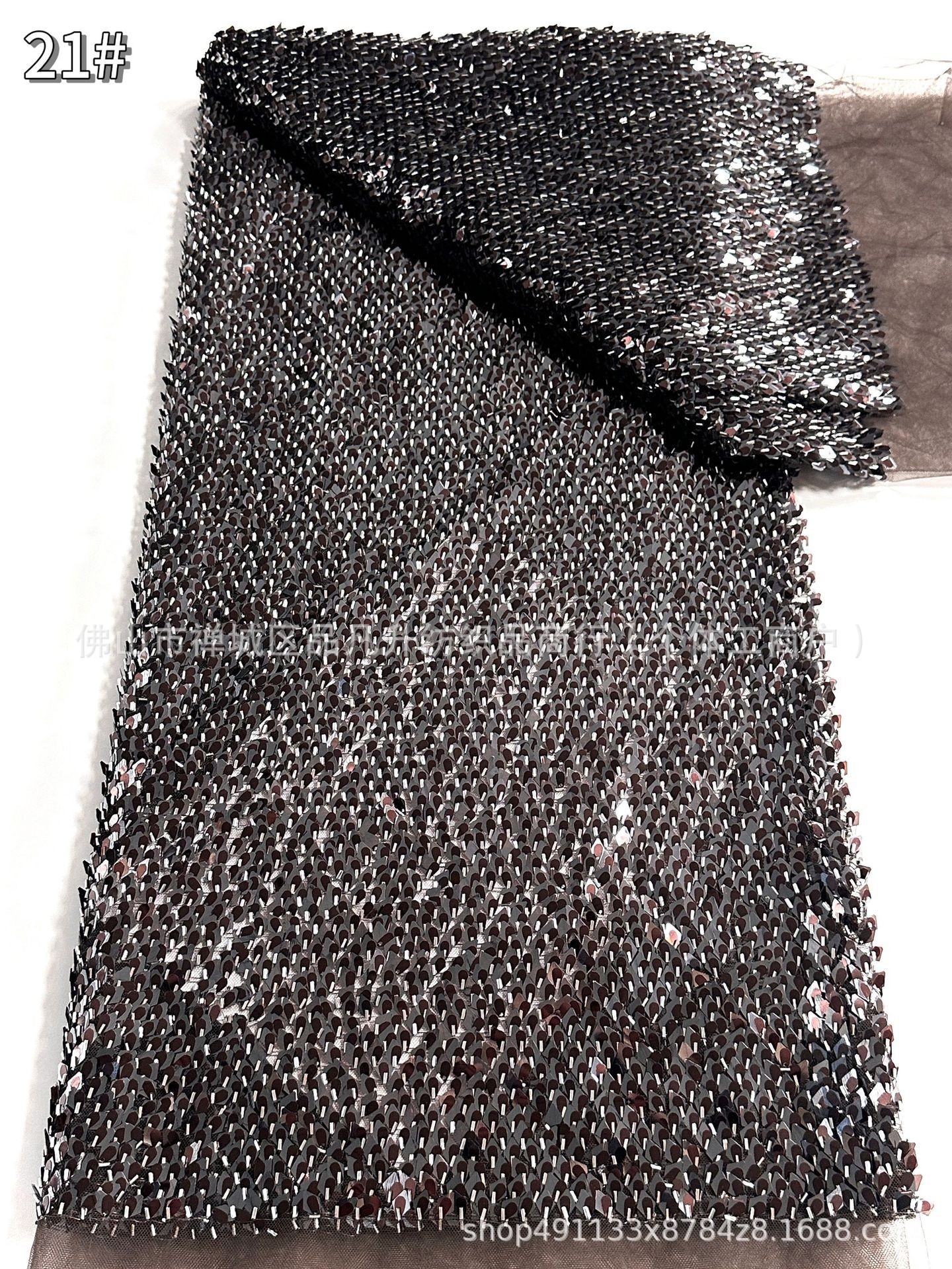 Fabricante al por mayor escamas de pescado sequin bordado tela cena brindis vestido de baile vestido de fiesta tela