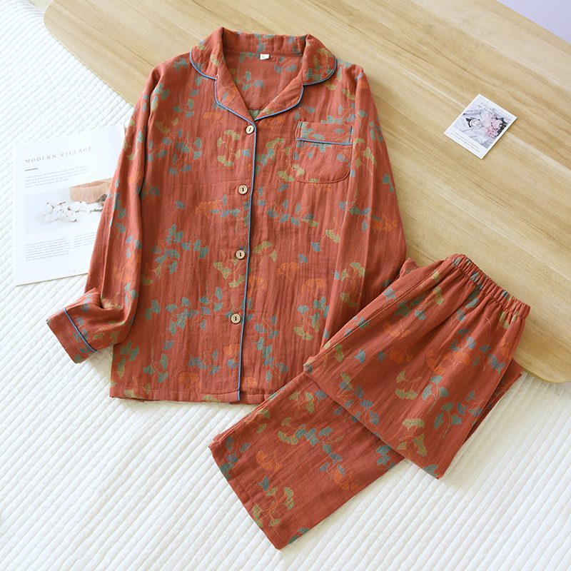 Naranja ginkgo hoja de hilo teñido longitud de la solapa 005