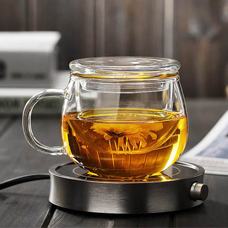 Vidrio con tapa taza de tres piezas separación de té taza de té filtro doméstico flor taza de té jugo bebida de vidrio