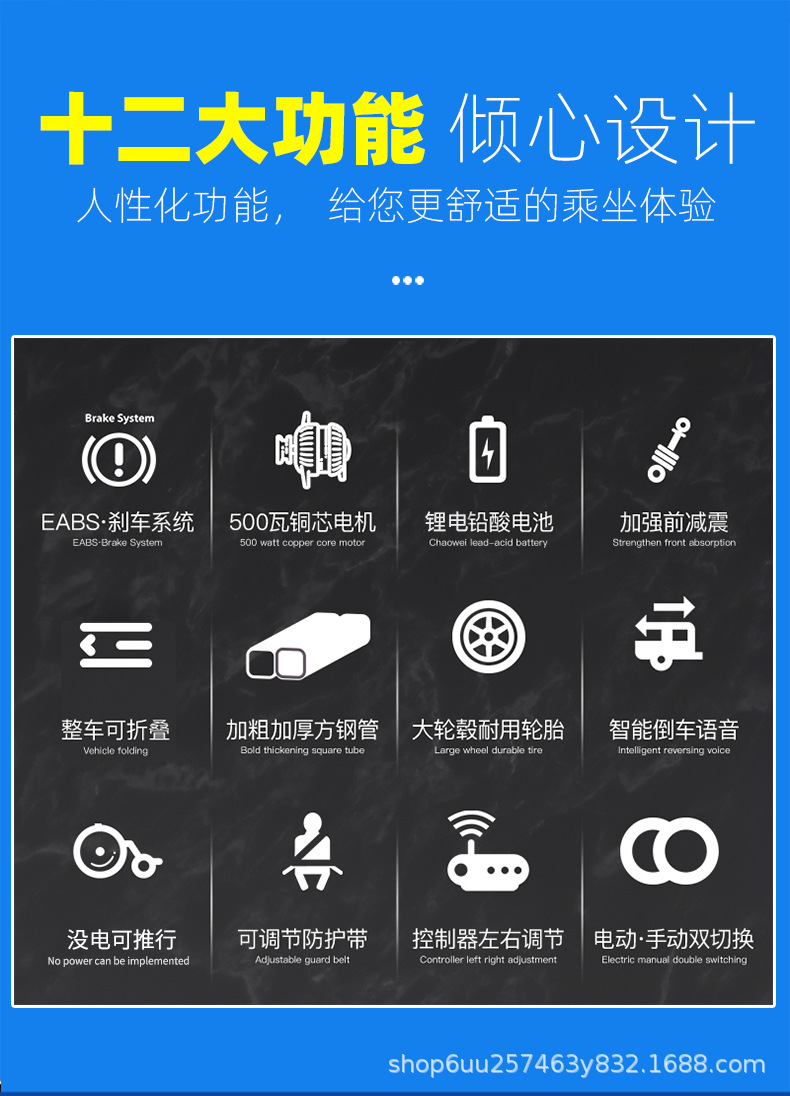 Electric Wheelchair for Disabled Elderly Mobility, Foldable Intelligent Fully Automatic Four-Wheel Mobility Wheelchair for the Elderly