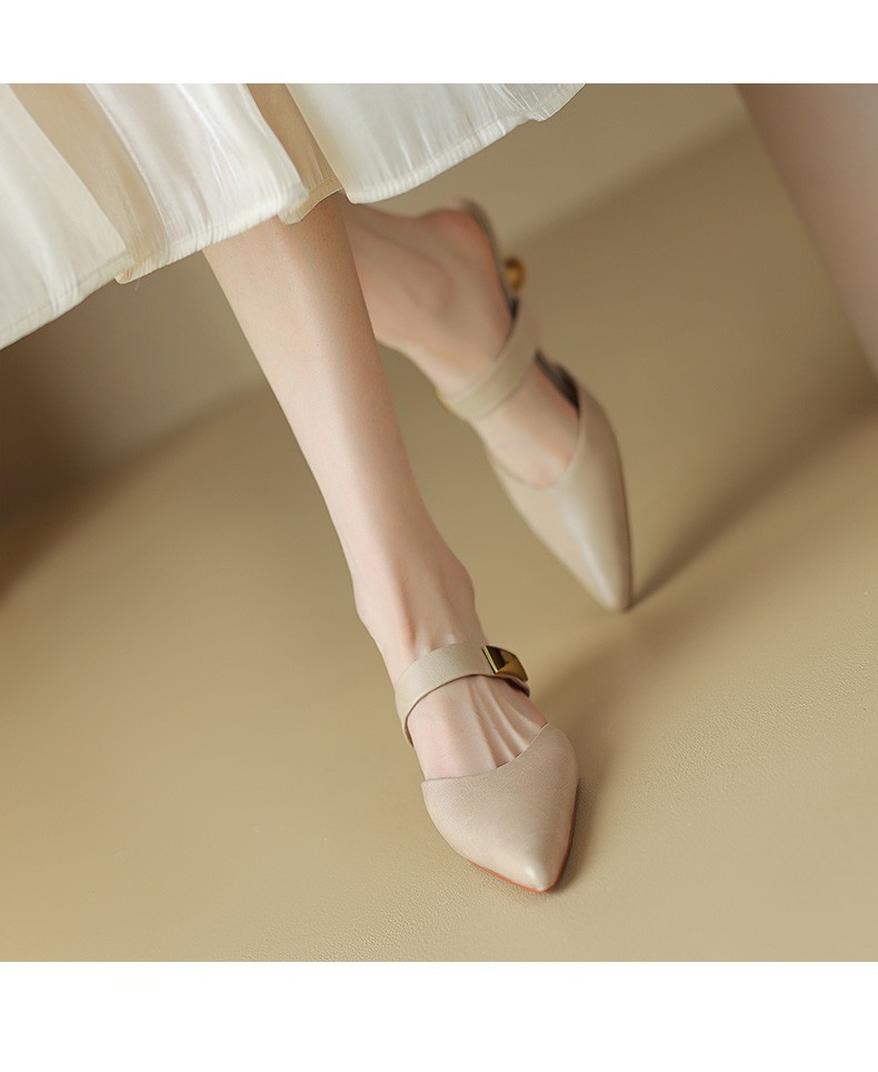 Women S Stiletto Heel Outerwear Summer New Soft Leather Pointed Toe Muller Shoes High Heeled All Match Sandals And Slippers_voghion.com