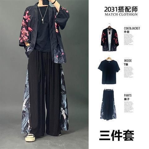 男性用三ピースローブ、中国風スーツ、流行の漢服、夏の唐服、古代風のネットセレブ服、古代風の紳士服|undefined