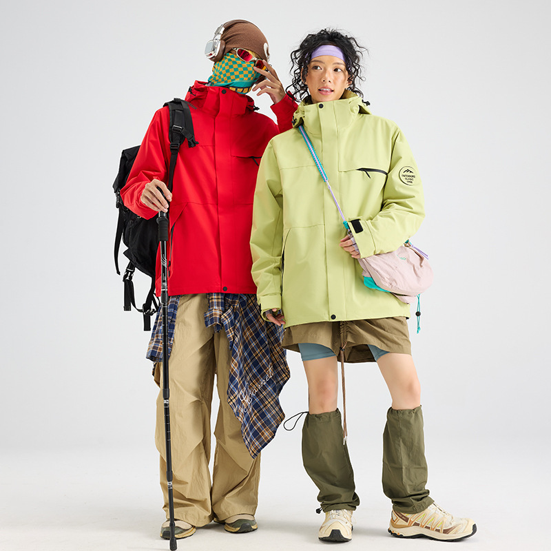 骆陀同款冲锋衣女三合一户外可拆卸外套男防风防水抓绒保暖登山服|undefined