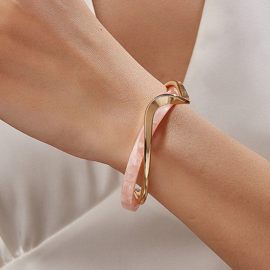 Europa y los Estados Unidos imitación de frita geométrica círculo abierto doble pulsera chapado en oro simple nicho temperamento de alta joyería para mujeres