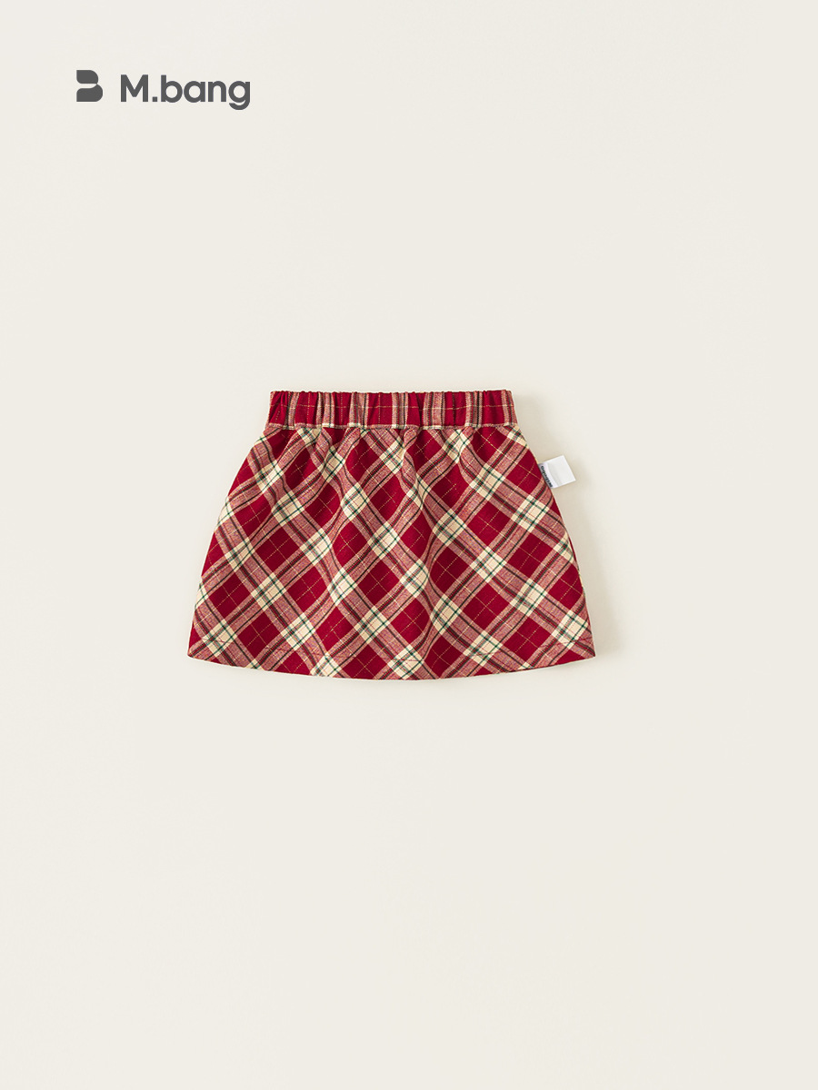 Youbao ropa para niños falda de media longitud para niñas verano nuevo estilo tendón de vaca cintura a cuadros oblicuos falda corta para niños falda de temperamento de bebé femenino media falda