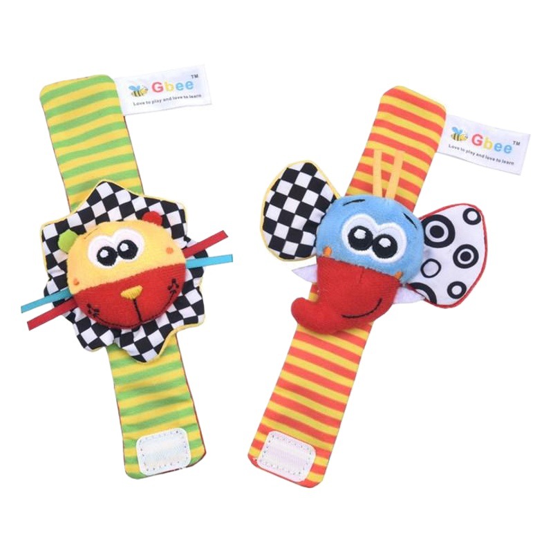 Sonajero de Peluche de León 2025Gbee, Juego de Calcetines con Sonajero de Animales, Juguete Educativo para Bebés