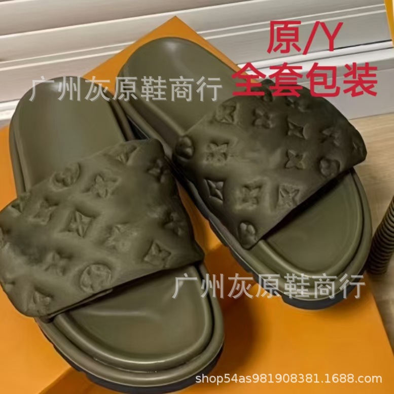 Burro casa zapatillas de velcro de suela gruesa mujer 2024 nuevo estilo exterior moda antideslizante mezclilla letras chanclas comercio exterior