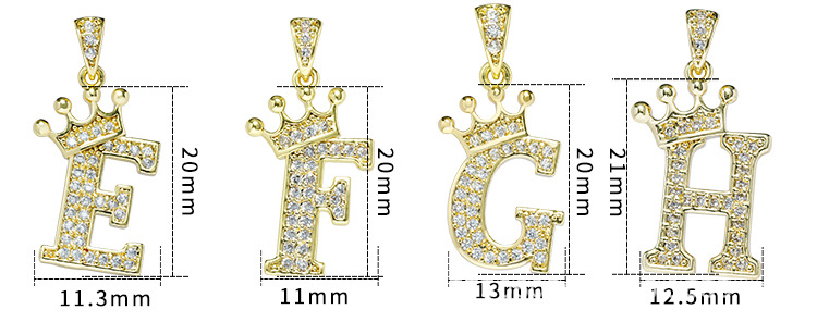 厂家批发微镶配件项链锆石吊坠 26个皇冠字母吊坠 微镶铜饰品配件详情4