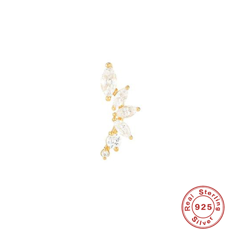 Fashion Petal Sterling Silver Plating Inlay Zircon Ear Studs 1 Piece