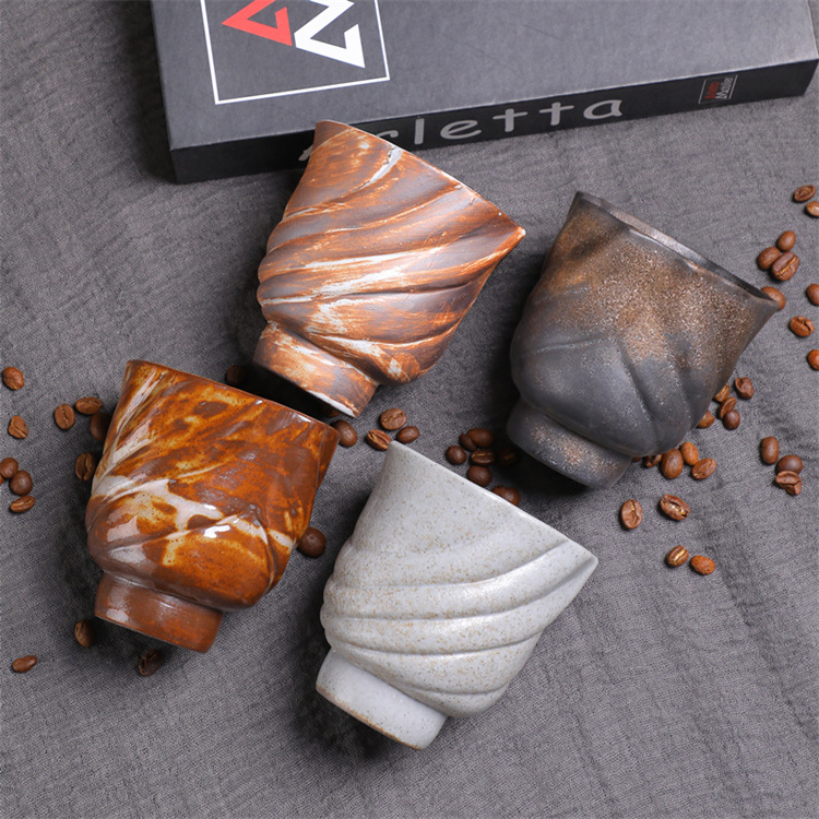 Vintage Ceramic Coffee Cup Kiln-fired Rustic Pottery Mug_voghion.com