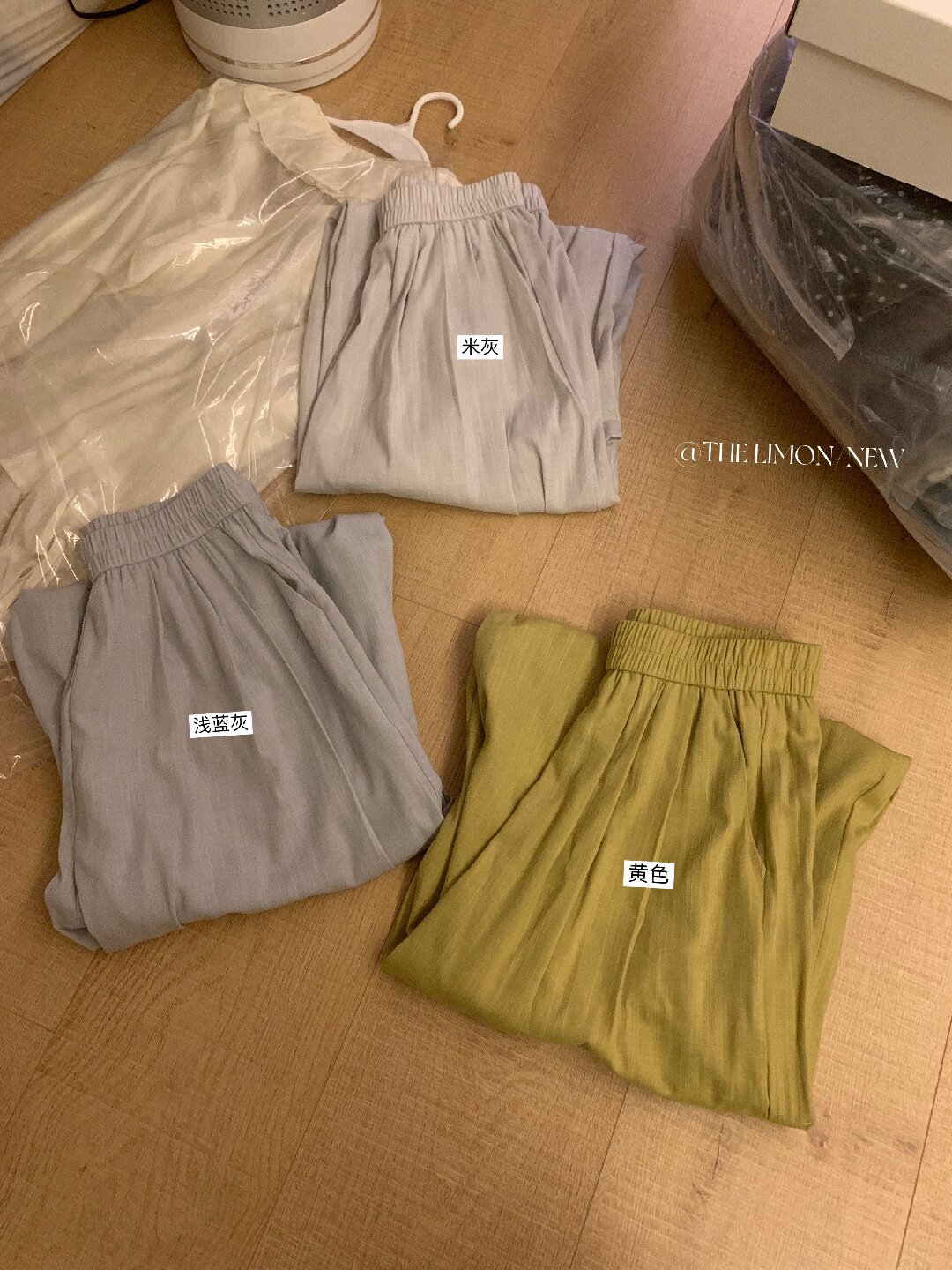 Quần ống rộng nữ vải linen phối cotton dáng suông mùa hè — Xám gạo, Xanh xám nhạt, Xanh đen, Cam bí ngô chi tiết 11