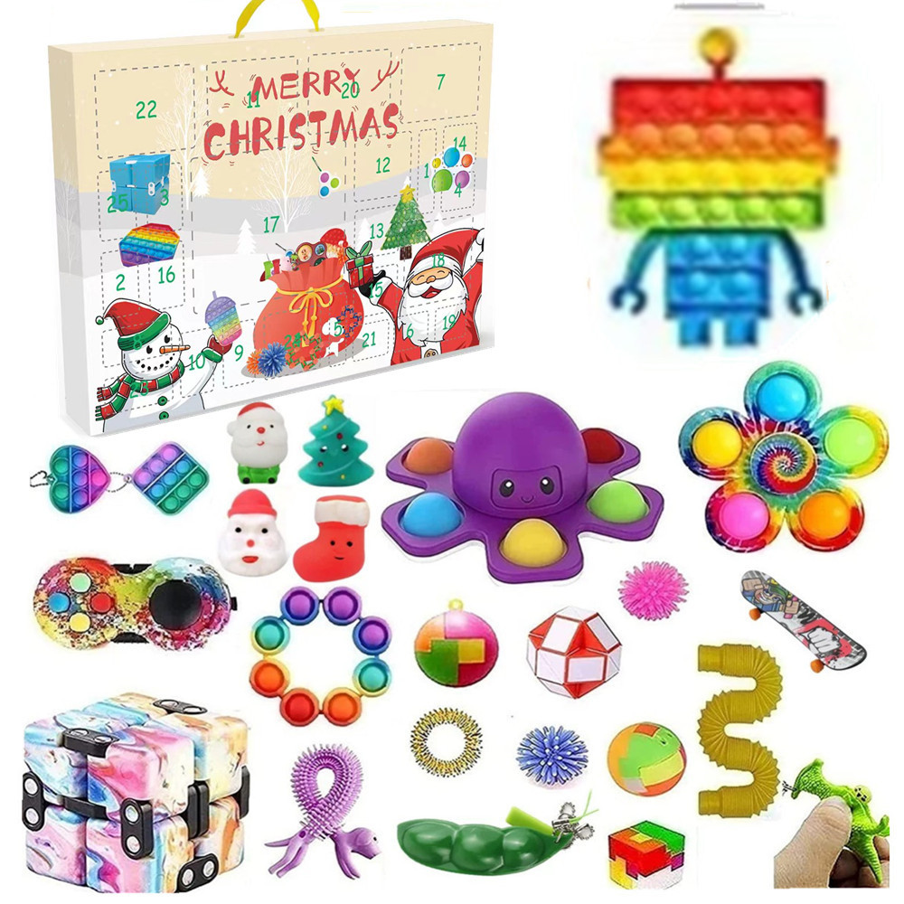 Caja ciega de Navidad transfronteriza descompresión de regalo de Fiesta infantil DIY mano lágrima Calendario de Cuenta regresiva caja ciega juguetes de Navidad