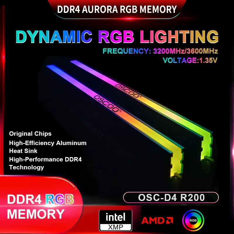 OSCOO奥斯珂内存条3600 3200 ddr4带灯条内存 ram  ddr4 RGB ddr4