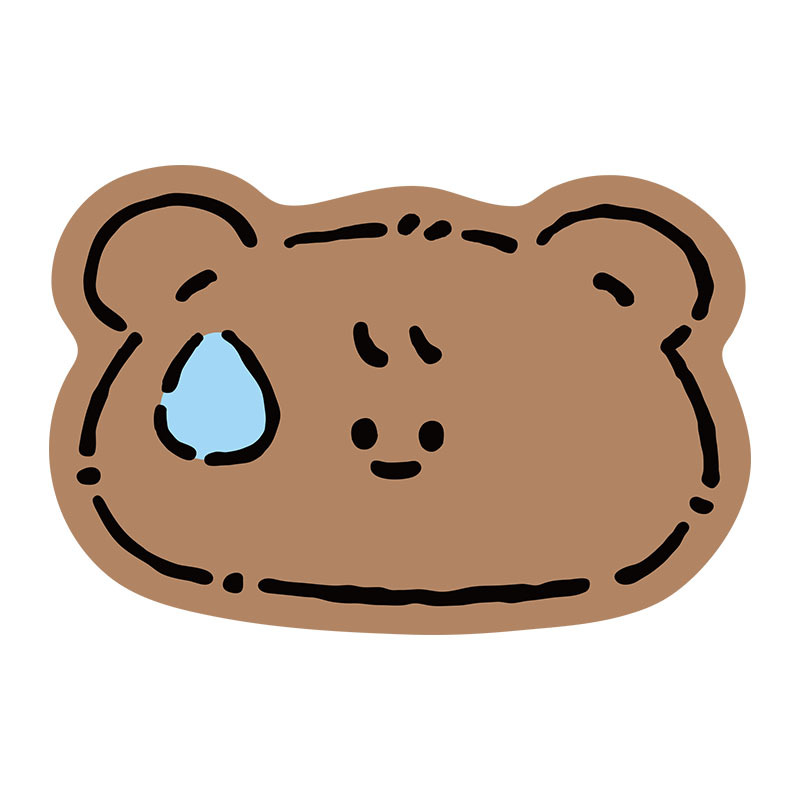 작은 곰이 땀을 흘리고 있어요