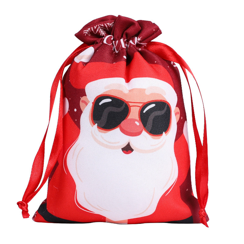 クロスボーダー新しいクリスマスポリエステルデジタルプリント巾着ポケットクリスマスキャンディギフト包装収納装飾バッグ|undefined