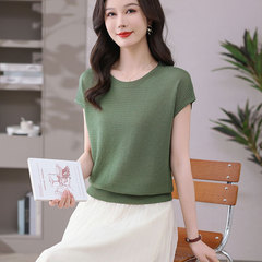 【メーカー直供】純色丸首天糸半袖tシャツ女性夏の新型ファッションは痩せているニットの氷糸シャツ