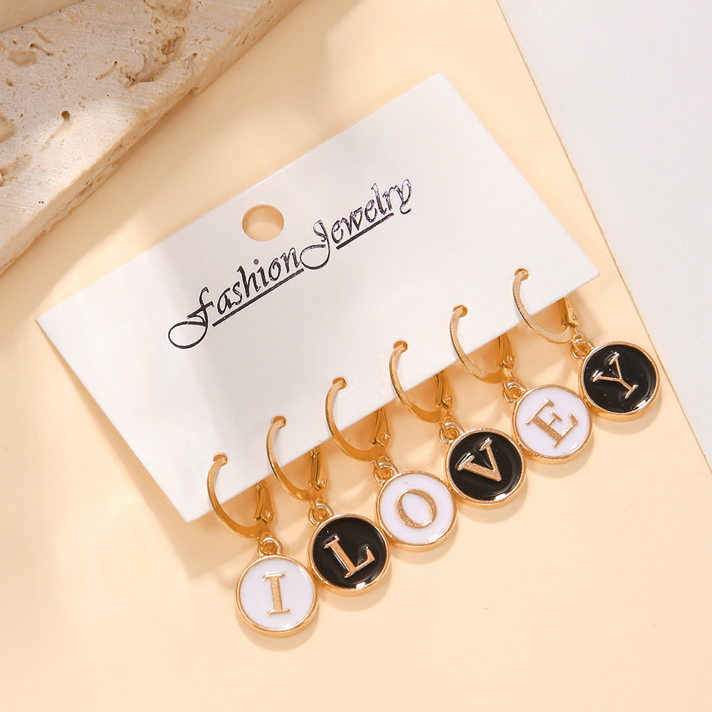 Simple Style Letter Alloy Patchwork Women's Drop Earrings display picture 3