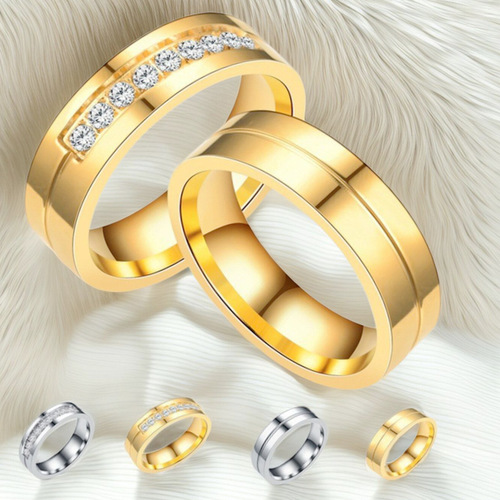 Stylish Accessories: Stainless Steel Diamond-Inlaid Couple Rings, European & American-Style Titanium Steel Zircon Rings, Korean-Style Hand Jewelry—Wholesale