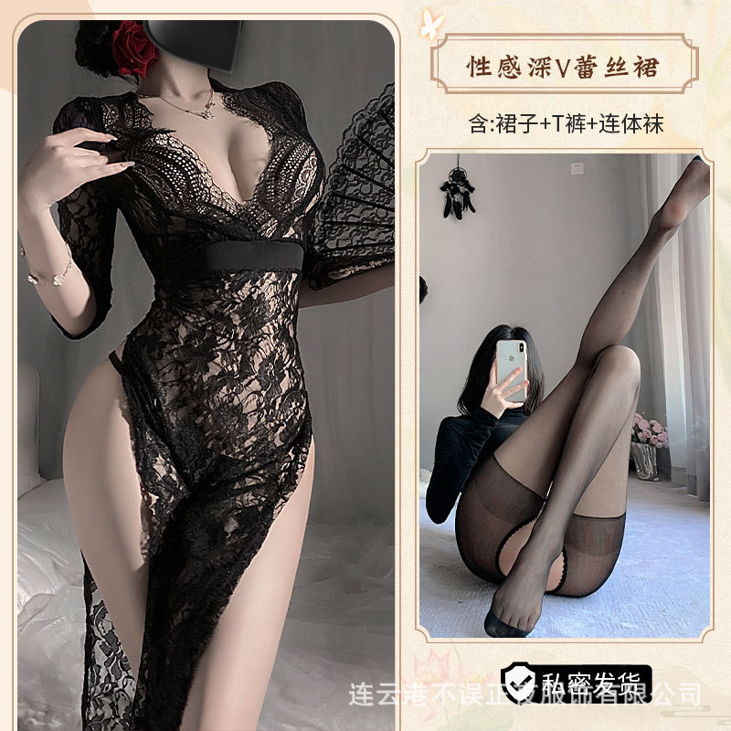 블랙[스커트+티팬츠]+바디스타킹