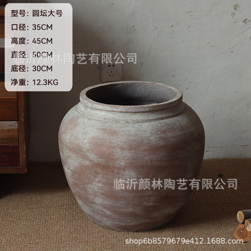 Vintage cement maceta de flores silencioso viento verde ornamentos maceta de flores gran abdomen jar jarro decoración de hotel jarro antiguo