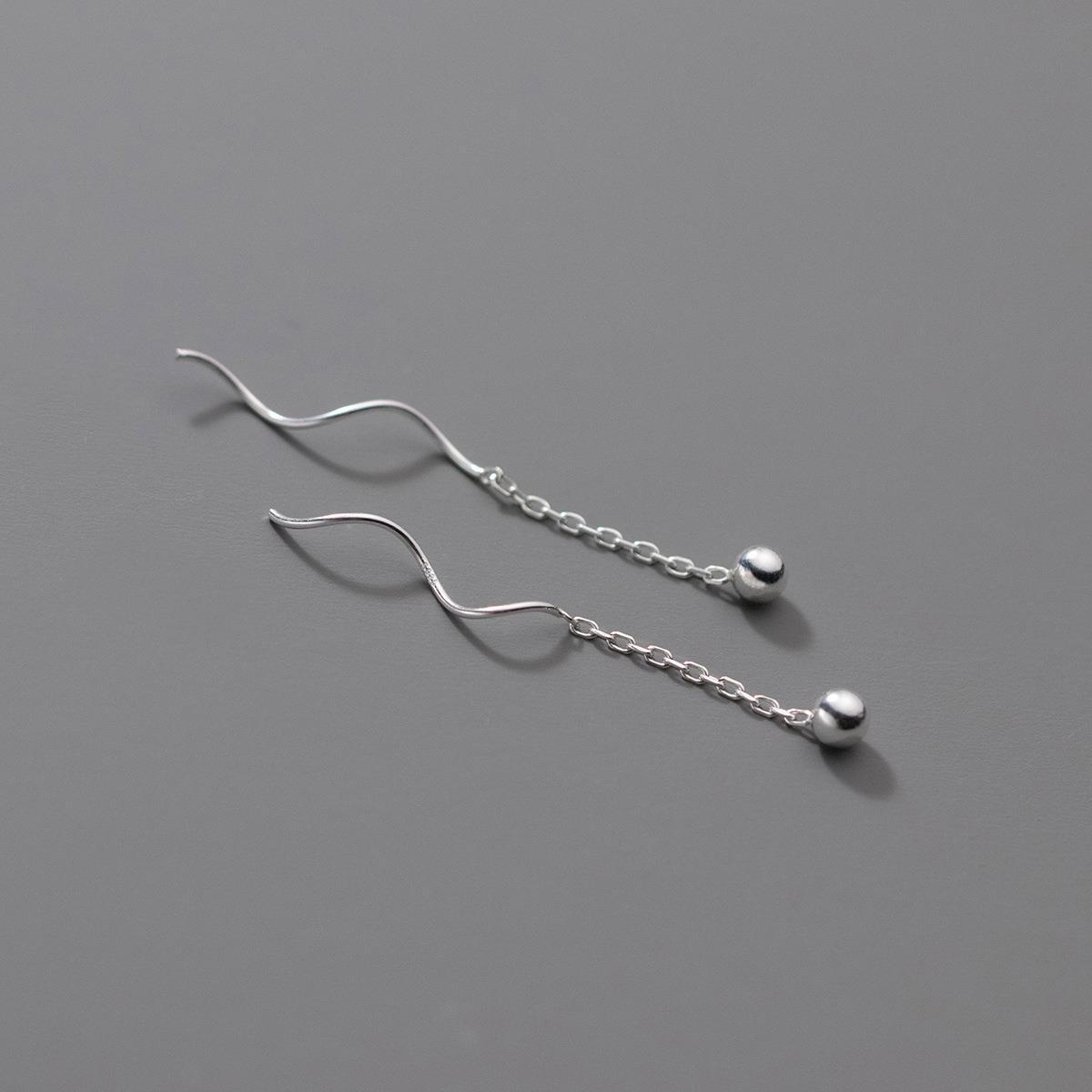 Eloch S925 plata ondulado cadena orejas coreana personalidad simple joyas de orejas M02106 image 2
