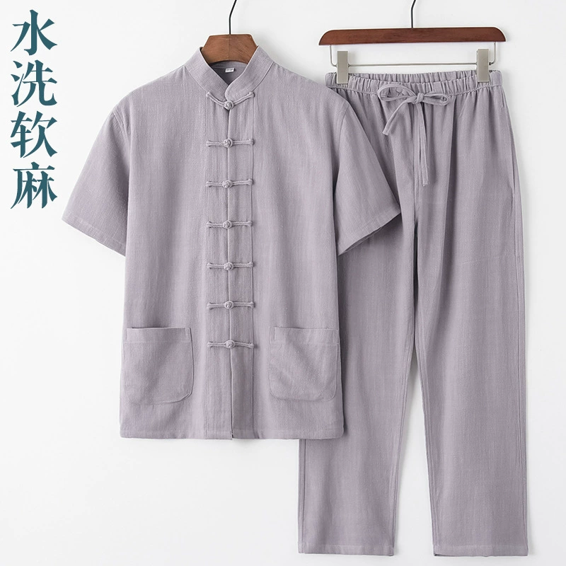 Summer retro set, Hanfu for elderly, with short sleeve, Chinese style