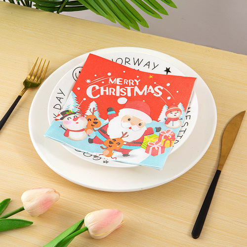 New cross-border Santa Claus printed handkerchief paper cartoon square tissue party printed tissue paper factory direct sales wholesale
