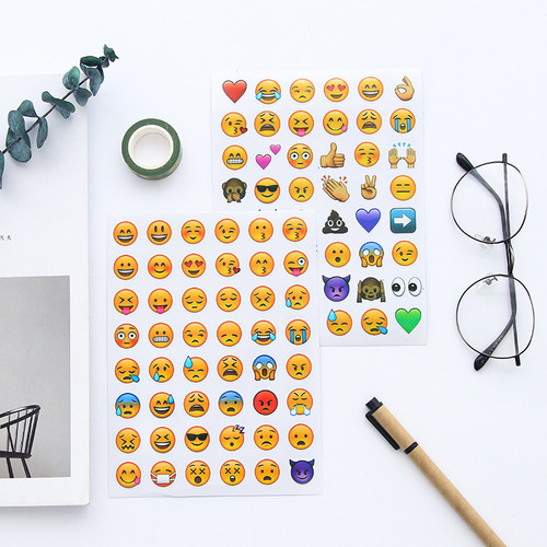 Emoji sticker pack for iPhone, WeChat, QQ, planner & album DIY decorative stickers featuring cute smiley-crying face designs