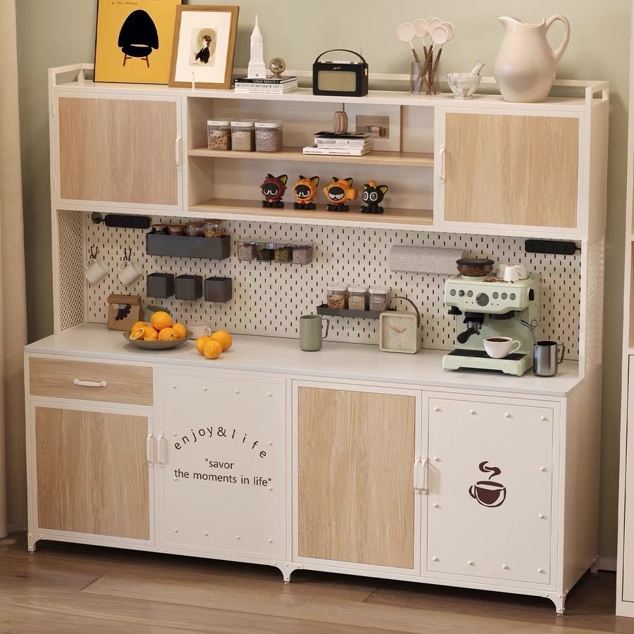 Commercial Office Company Water Bar Integrated Cabinet Storage Wall Tea Cabinet Restaurant Solid Wood Iron Sideboard