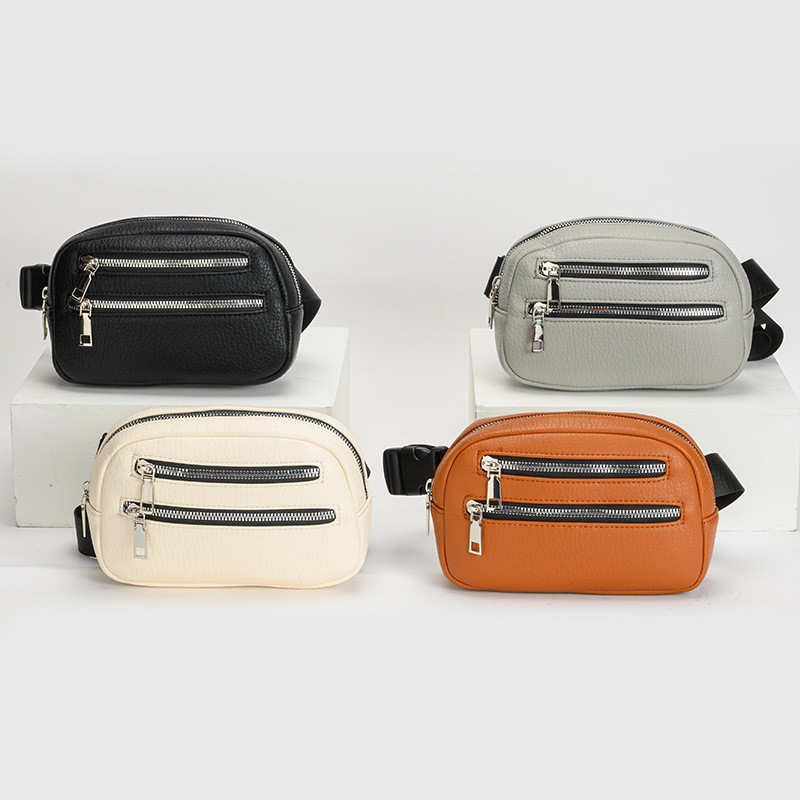 Bolso de doble cremallera multifuncional 2024 nuevo bolso de cintura para hombres bolso de pecho de banda ancha coreano simple bolso de hombro de moda