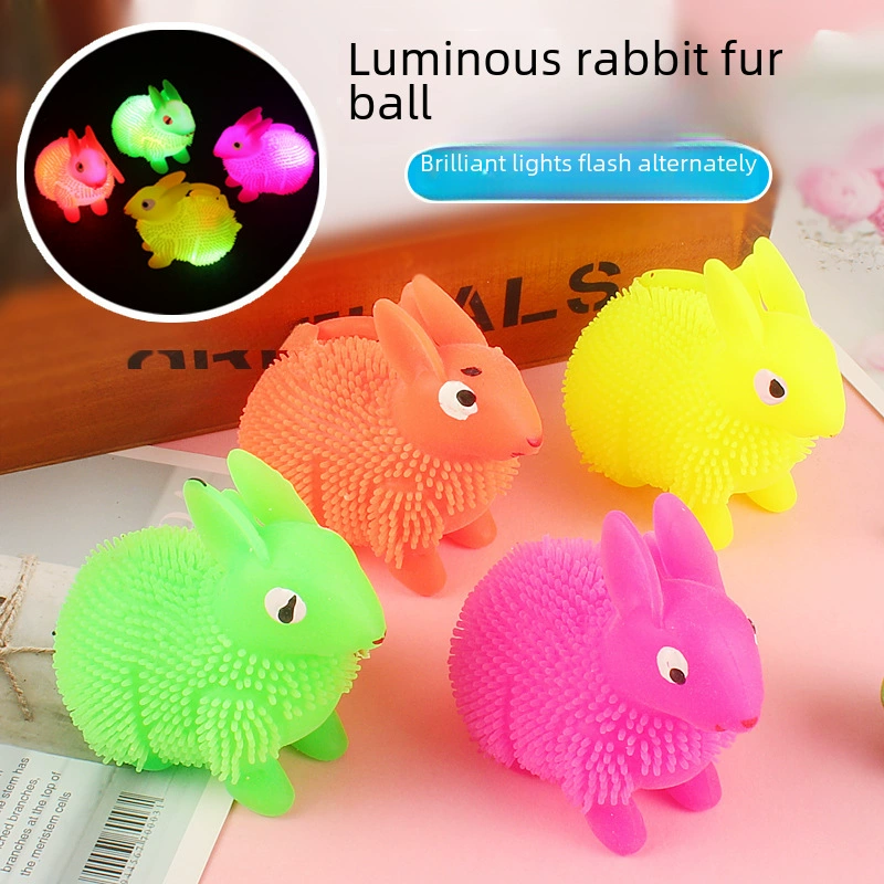 Мигающий цветной шар-ручеек, заяц, подпрыгивающий шар, игрушка, антистресс, оптом