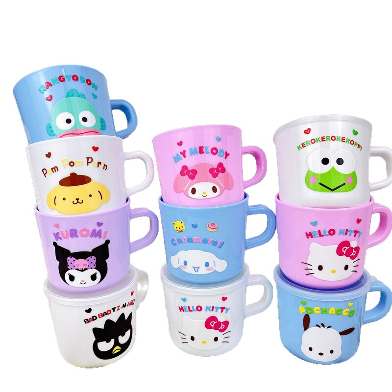 新しい子供用ミルクカップかわいいマカロンクロミ蓋ハンドル付き飲料カップ子供用うがい薬と歯磨きカップ|undefined