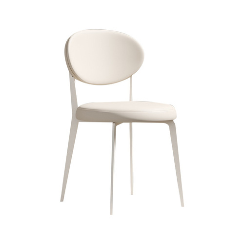 French cream casual dining chair, popular designer model, Nordic modern minimalist home white dining table backrest stool chair