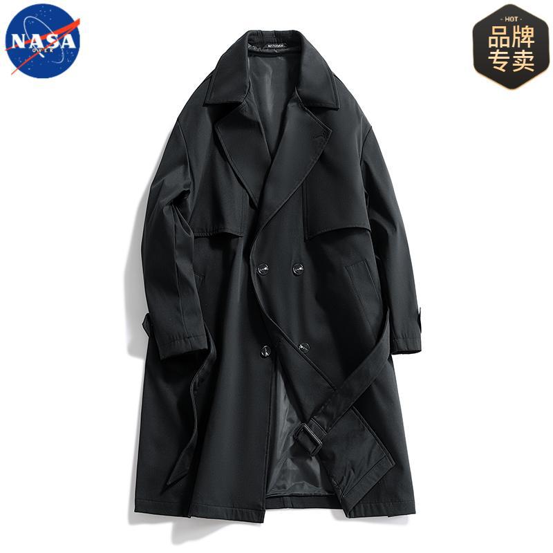 NASA 공동 하이 퀄리티 봄과 가을 영국 중장 코트 남성 단색 고급 더피 코트