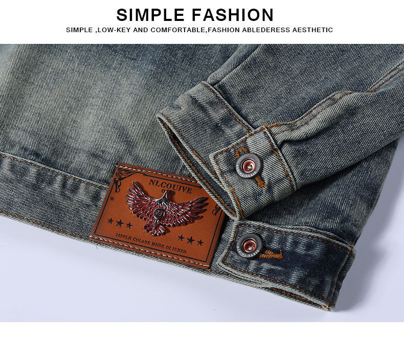 Giacca di jeans uomo classica retro ampia con colletto a revers_voghion.com
