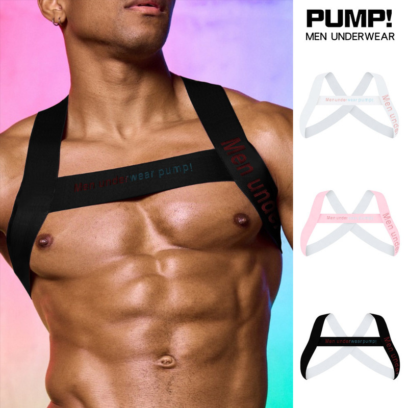 [English Distribution] Cross-Border Pump Men's Shoulder Straps, Chest Straps, Elastic Elastic Straps, Sports Fitness Parties, Sexy Trendy