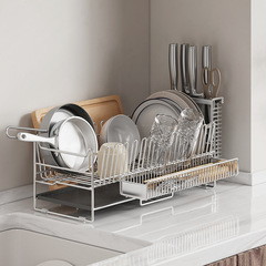304 Stainless Steel Drain Rack Kitchen Bowl Rack Countertop Bowl Plate Drying Rack Sink Side Bowl Rack
