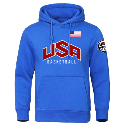USA Basketballer Printed Sports Hoodie Men Warm Full Sleeve