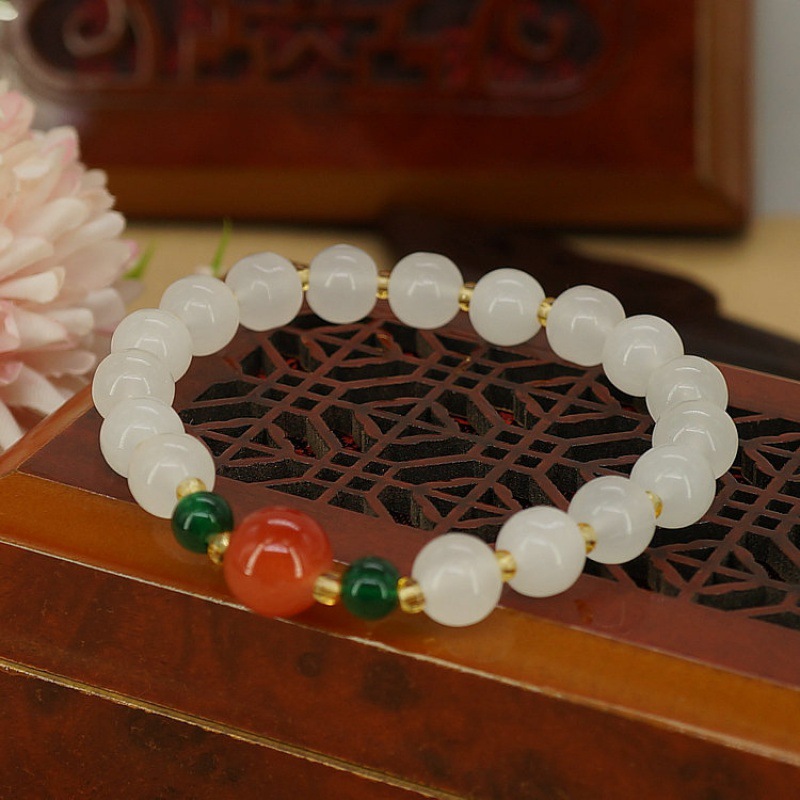 新款时尚仿玉石手链女单圈民族风礼品地摊夜市女款义乌饰品混批_