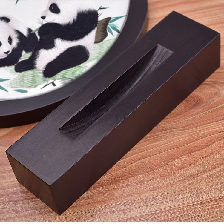 蜀绣双面手工绣摆件熊猫屏风紫光檀成都纪念品送老外送领导可刻字|undefined