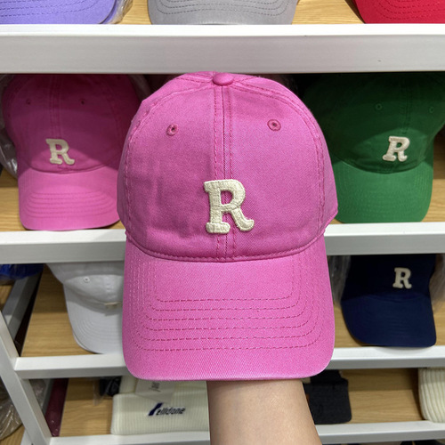 H57 Korean Letter R Baseball Cap for Men, Women, and Children - Autumn/Winter Simple and Fashionable Duckbill Hat with Japanese Style Soft Peak Sports Cap
