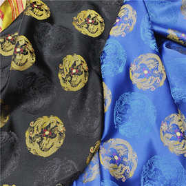 暗纹仿宋锦龙团提花布中国风唐装蒙古袍藏袍影视舞台装饰面料直供