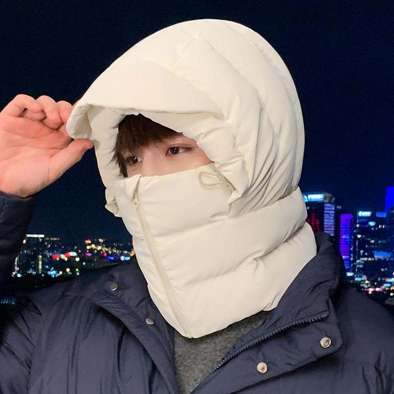 围脖面罩一体帽男冬季骑行保暖加绒羽棉帽子防风防寒滑雪雷锋帽潮|undefined