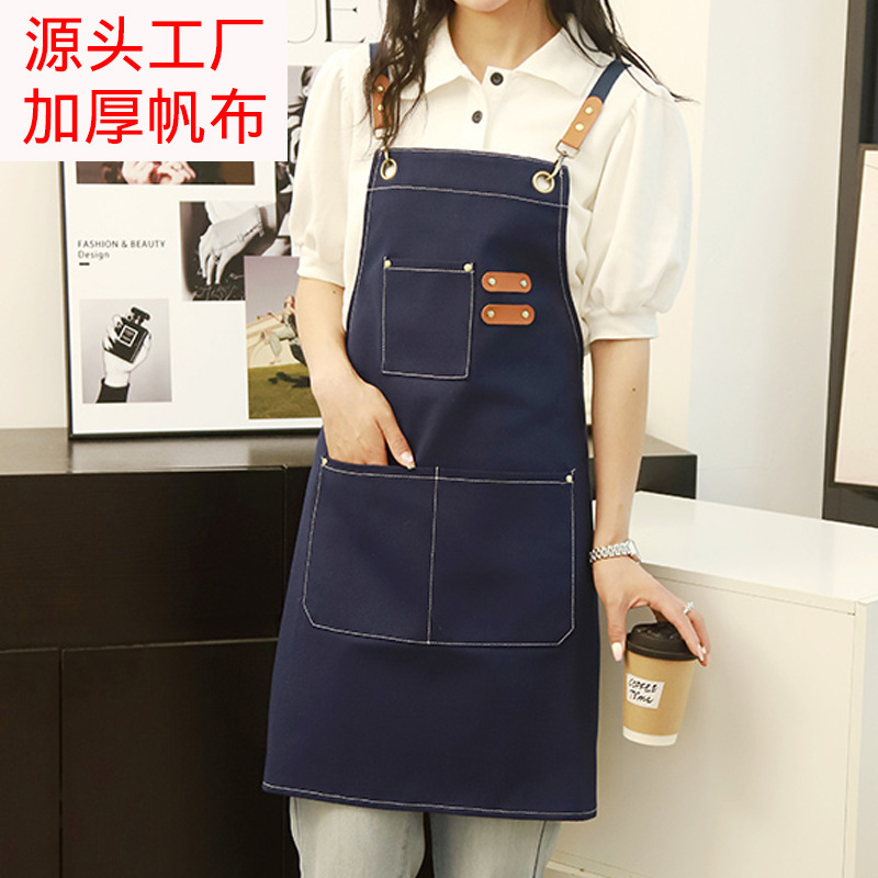 Cross-border foreign trade canvas apron kitchen home high-value waterproof apron flower shop barista work apron wholesale Cross-border foreign trade canvas apron kitchen home high-value waterproof apron flower shop barista work apron wholesale