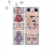 patpat童装外贸男女宝春秋毛绒衫长袖连帽外套打底裤长裤两件套