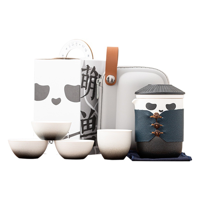 Travel Express Cup Tea Set Panda Set Portable Storage Bag One Pot Four Cups Camping Car Outdoor Tea Cup