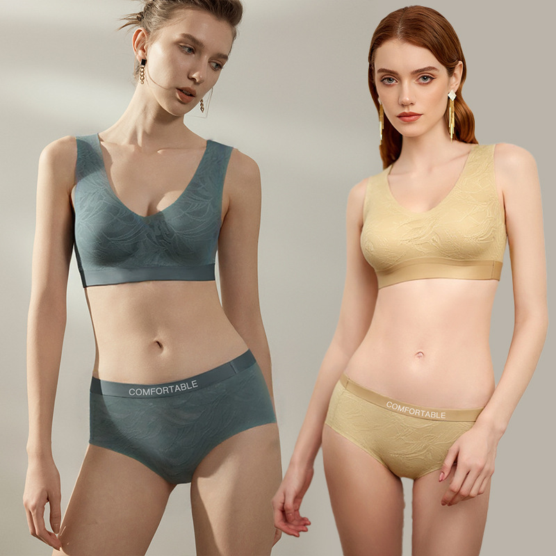 Special Offer: Sexy V-Neck Lace Bra with Removable Cups and Beautiful Back Design, Triangle Panties, Comfortable Cotton Crotch Underwear Set